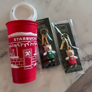 2025 Starbucks Red Cup with Bearista Keychains